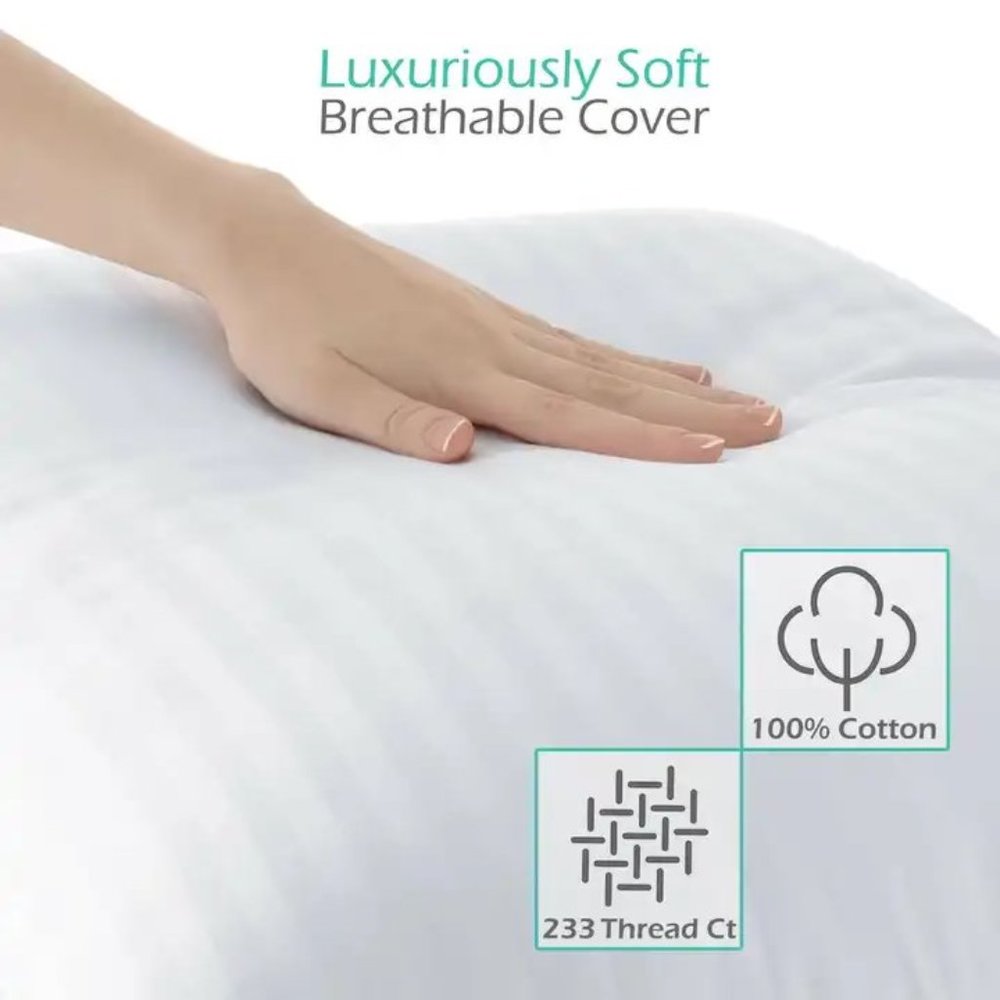 Cotton Pillows Set of 2, King Size (20x36) White Hotel Quality. - Picture 3 of 4